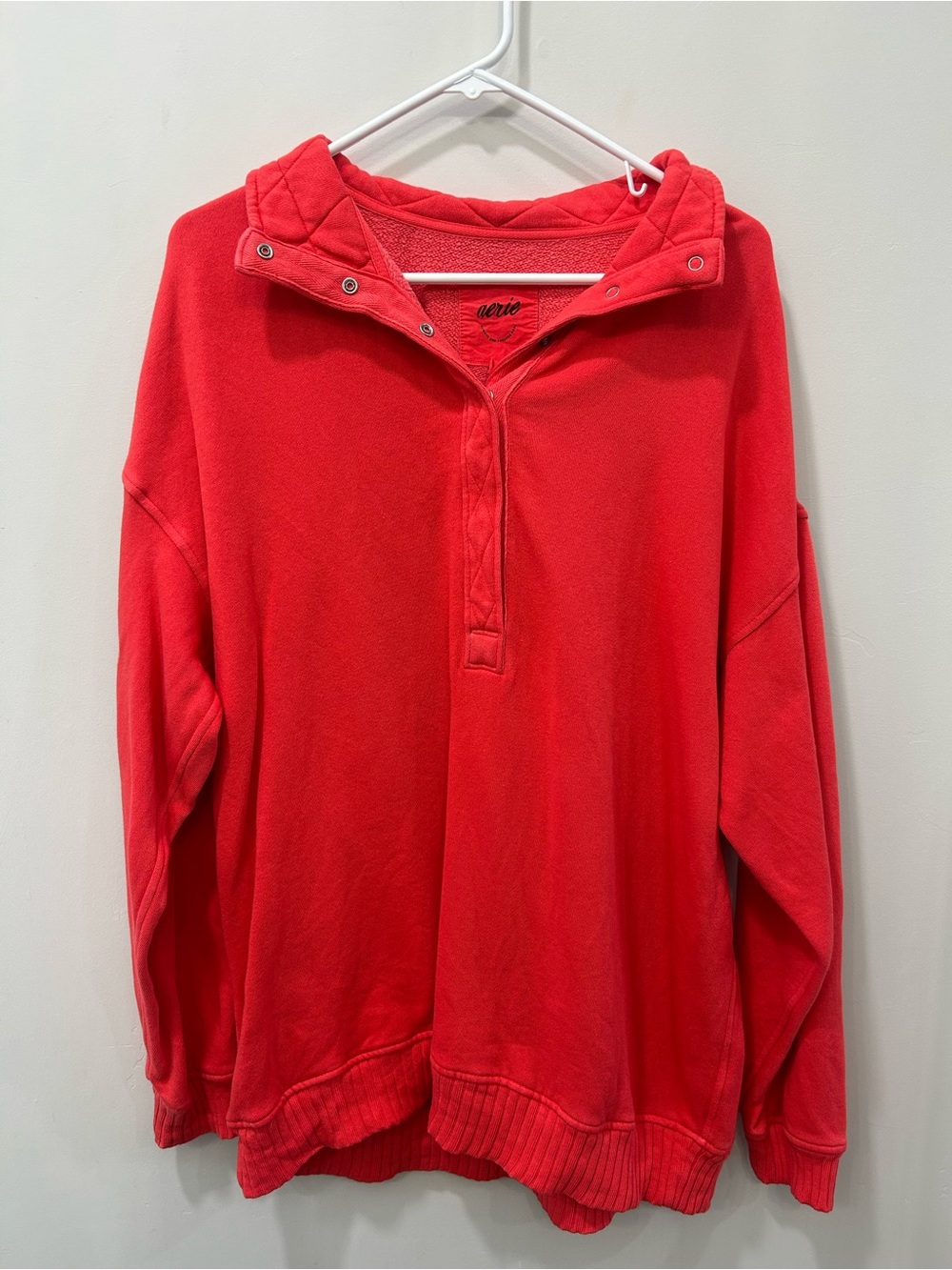 NEW- aerie Snap-Placket Pullover Hoodie in Red